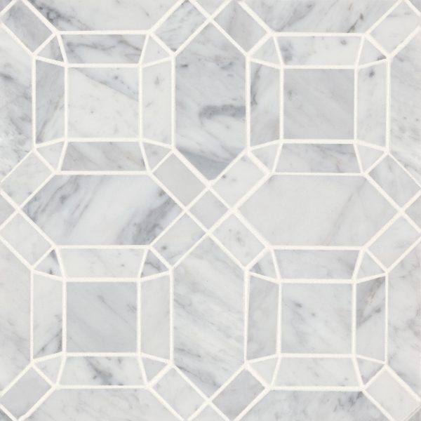 Monet Honed Marble Mosaic 1 Tile in White Carrara - 100001391