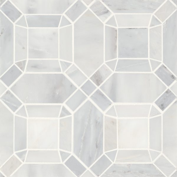 Monet Honed Marble Mosaic 1 Tile in Oriental White - 100001392