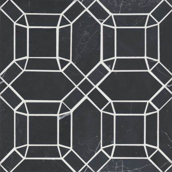 Monet Honed Marble Mosaic 1 Tile in Nero Marquina - 100001393