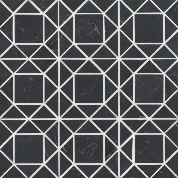 Monet Honed Marble Mosaic 2 Tile in Nero Marquina - 100001396