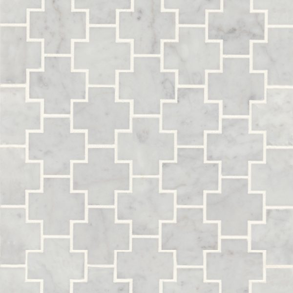 Monet Honed Marble Mosaic 4 Tile in White Carrara - 100001406