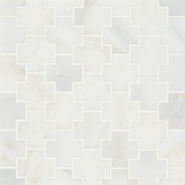 Monet Honed Marble Mosaic 4 Tile in Oriental White - 100001407