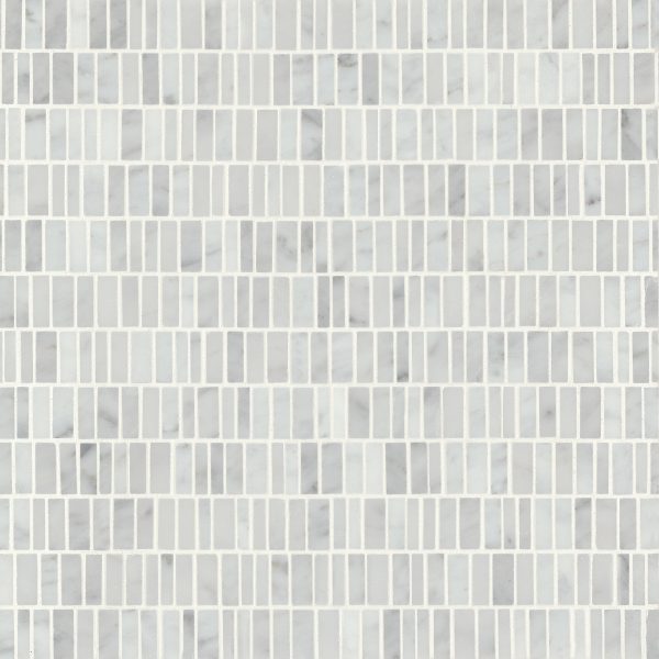 Monet Honed Marble Mosaic 7 Tile in White Carrara - 100001418