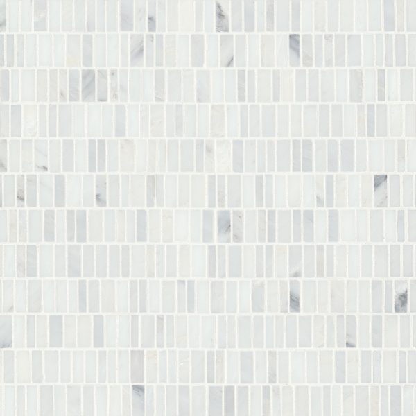 Monet Honed Marble Mosaic 7 Tile in Oriental White - 100001419