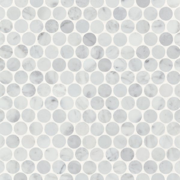 Monet Honed Marble Mosaic 8 Tile in White Carrara - 100001427