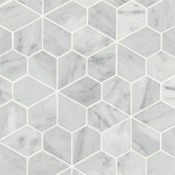 Monet Honed Marble Mosaic 9 Tile in White Carrara - 100001439