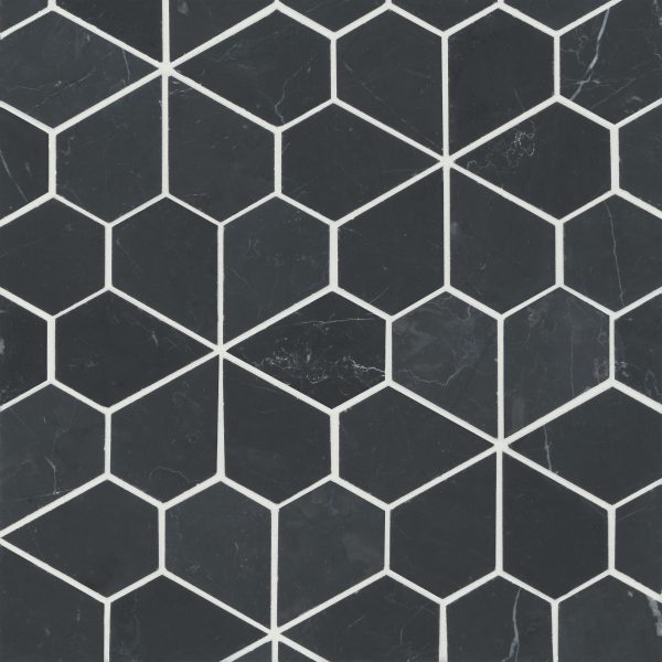 Monet Honed Marble Mosaic 9 Tile in Nero Marquina - 100001441