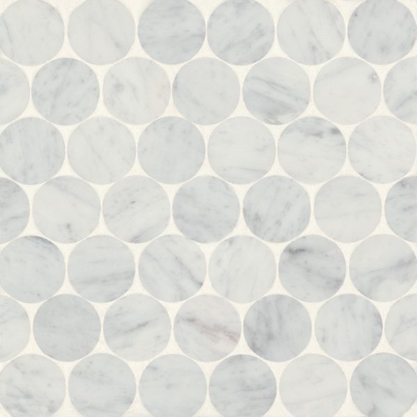 Monet Honed Marble Mosaic 10 Tile in White Carrara - 100001442