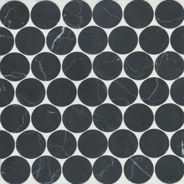 Monet Honed Marble Mosaic 10 Tile in Nero Marquina - 100001444