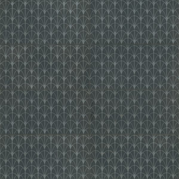 Wave 12  x 24  Honed Fan Deco Porcelain Tile in Coal - 100001529