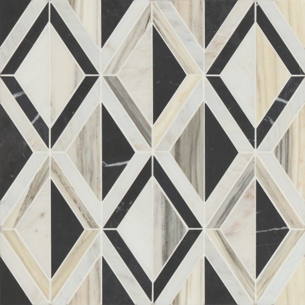 Modni Arlo Honed Marble Mosaic Tile in Warm Blend - 100001696