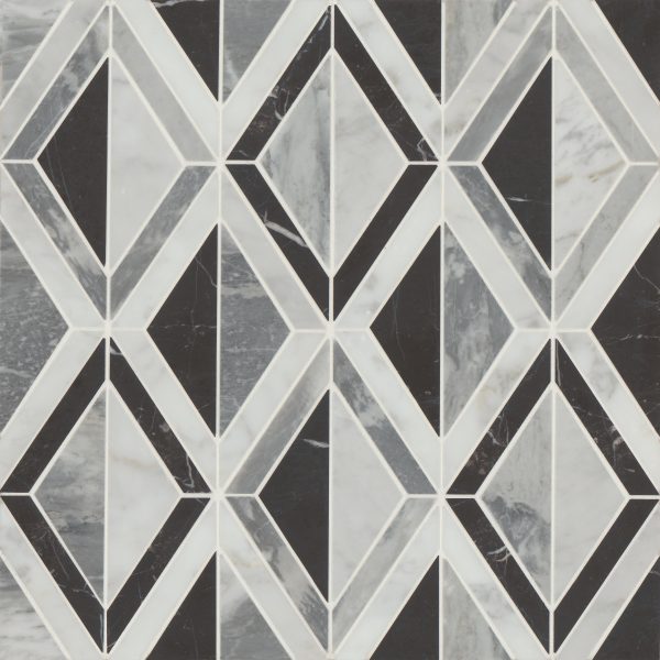 Modni Arlo Honed Marble Mosaic Tile in Cool Blend - 100001697