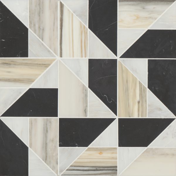 Modni Quin Honed Marble Mosaic Tile in Warm Blend - 100001700