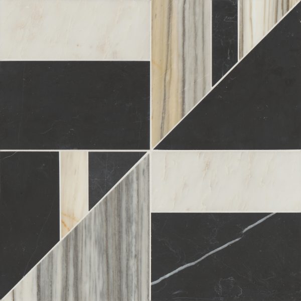 Modni Lennox Honed Marble Mosaic Tile in Warm Blend - 100001706