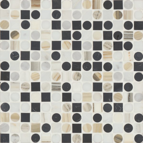 Modni Monroe Honed Marble Mosaic Tile in Warm Blend - 100001708