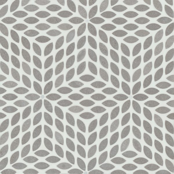 Celeste Honed Marble Blend Mosaic Tile in Cinder Grey & Calacatta Losanna - 100001714