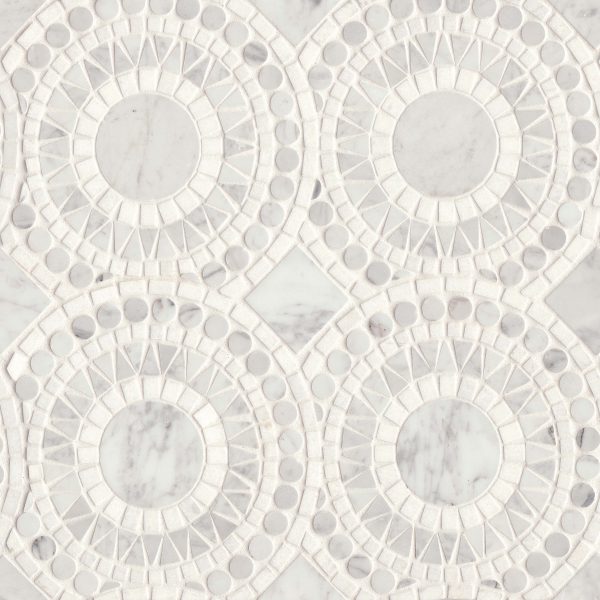 Solis Honed Marble Blend Mosaic Tile in White Carrara & White Thassos - 100001716