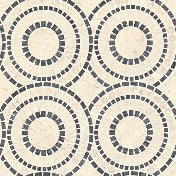 Solis Honed Marble Blend Mosaic Tile in Myra Beige & Basalt - 100001719