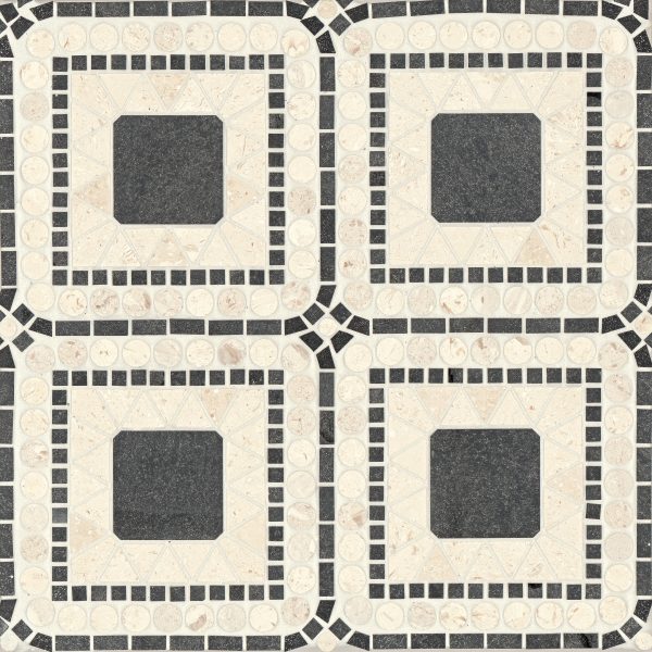 Atrium Honed Marble Blend Mosaic Tile in Myra Beige & Basalt - 100001723