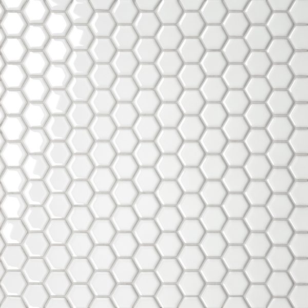 Le Cafe 1  x 1  Hexagon Glossy Porcelain Mosaic Tile in White - 100002401