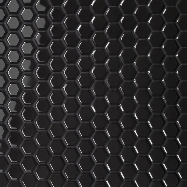 Le Cafe 1  x 1  Hexagon Glossy Porcelain Mosaic Tile in Black - 100002402