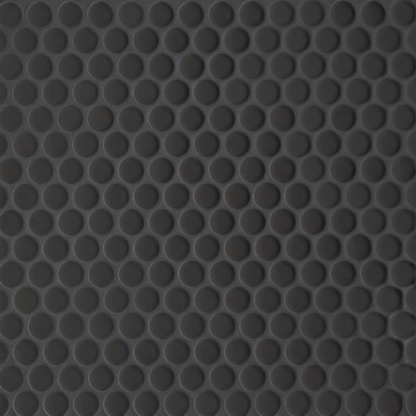 Le Cafe 3/4  x 3/4  Penny Round Matte Porcelain Mosaic Tile in Black - 100002404