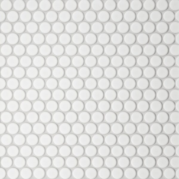 Le Cafe 3/4  x 3/4  Penny Round Matte Porcelain Mosaic Tile in White - 100002405