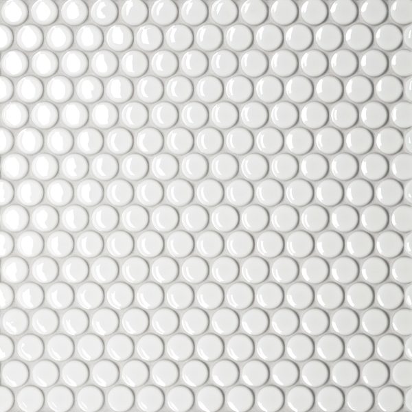 Le Cafe 3/4  x 3/4  Penny Round Glossy Porcelain Mosaic Tile in White - 100002407