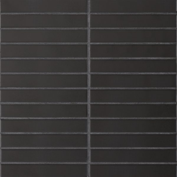 Le Cafe 1  x 6  Straight Stack Matte Porcelain Mosaic Tile in Black - 100002408