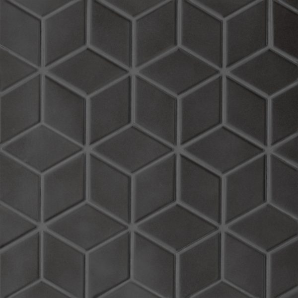 Le Cafe 2  x 3  Diamond Matte Porcelain Mosaic Tile in Black - 100002416