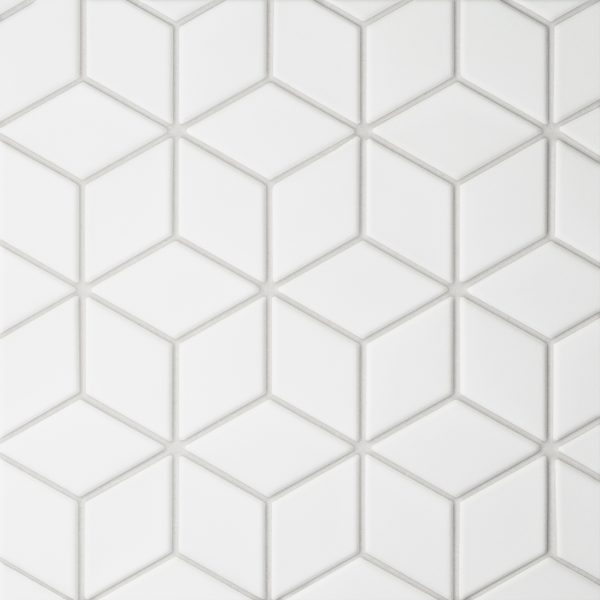 Le Cafe 2  x 3  Diamond Matte Porcelain Mosaic Tile in White - 100002417