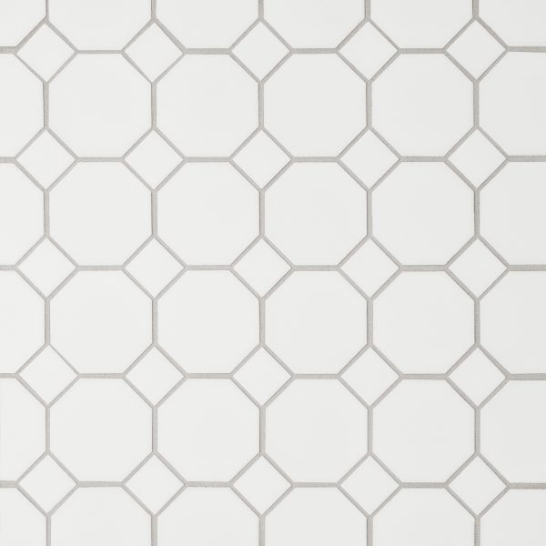 Le Cafe 2  x 2  Octagon Matte Porcelain Mosaic Tile in White - 100002420