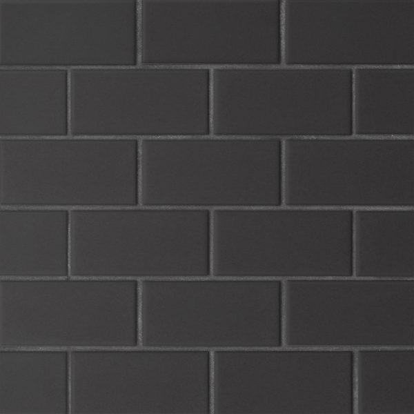 Le Cafe 2  x 4  Off Set Mesh Mount Matte Porcelain Mosaic Tile in Black - 100002422