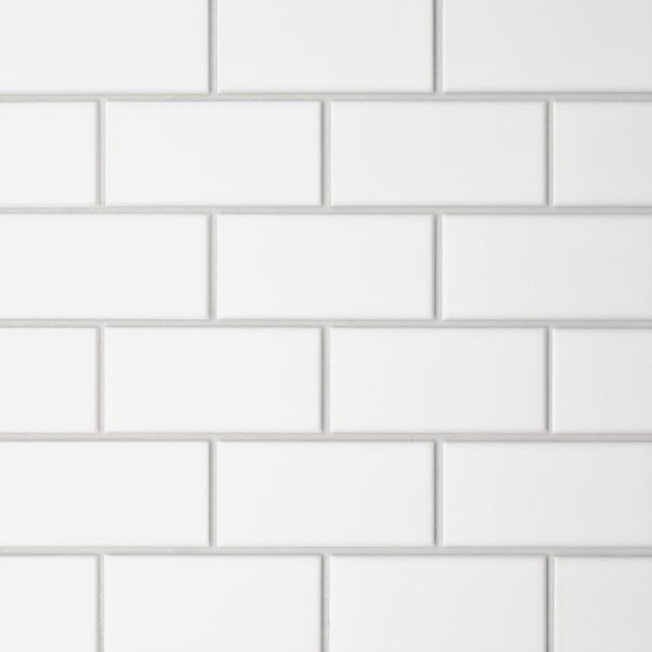 Le Cafe 2  x 4  Off Set Mesh Mount Matte Porcelain Mosaic Tile in White - 100002423