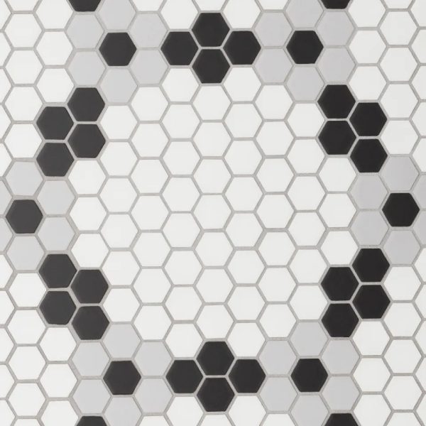 Le Cafe 1  x 1  Matte Porcelain Mosaic Tile - Deco Design 5 - 100002433