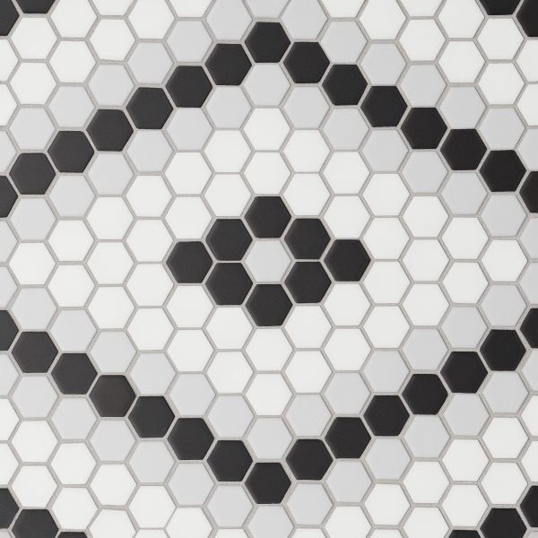 Le Cafe 1  x 1  Matte Porcelain Mosaic Tile - Deco Design 7 - 100002435