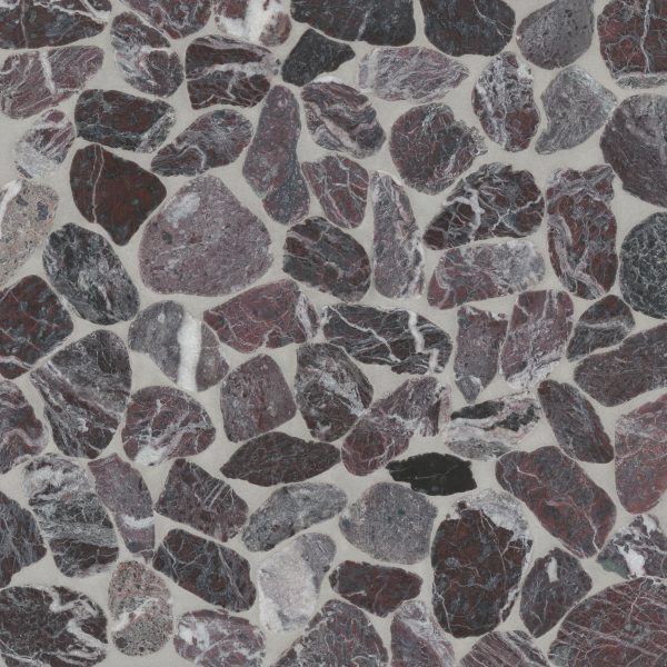 Waterbrook Medium Sliced Pebble Mosaic in Rosso Levanto - 100003089