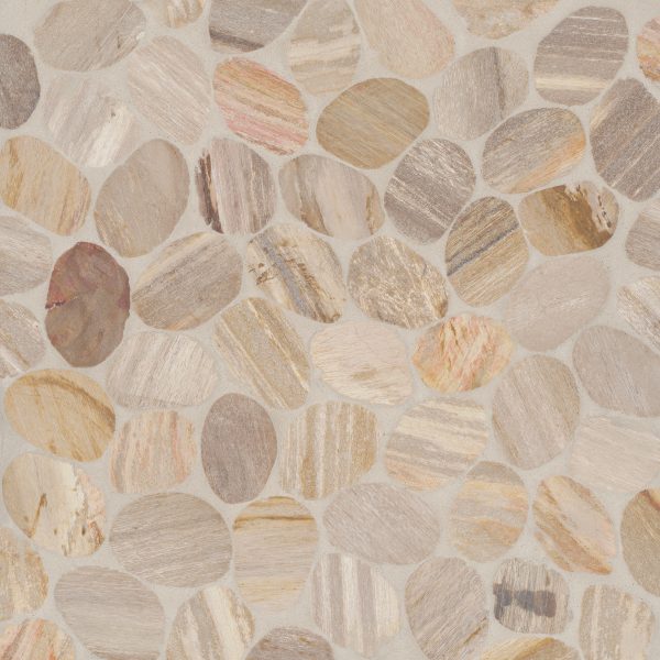 Waterbrook Medium Tumbled Pebble Mosaic in Fossil Wood - 100003094