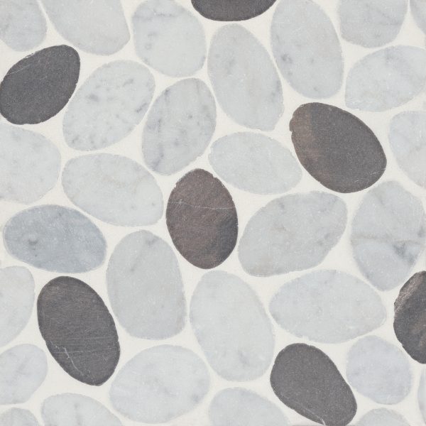 Waterbrook Jumbo Sliced Pebble Mosaic in White Carrara & Dark Grey - 100003096