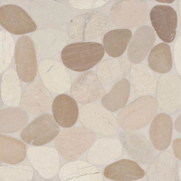 Waterbrook Jumbo Sliced Pebble Mosaic in White & Tan - 100003100