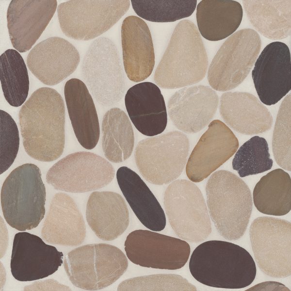 Waterbrook Jumbo Sliced Pebble Mosaic in Tan, Brown & Cherry - 100003103