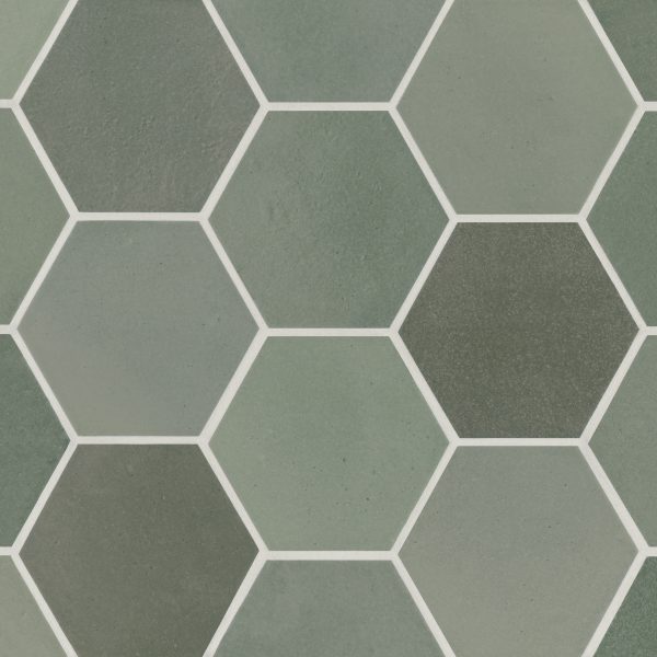 Celine 4  Hexagon Matte Porcelain Floor & Wall Tile in Sage - 100003136