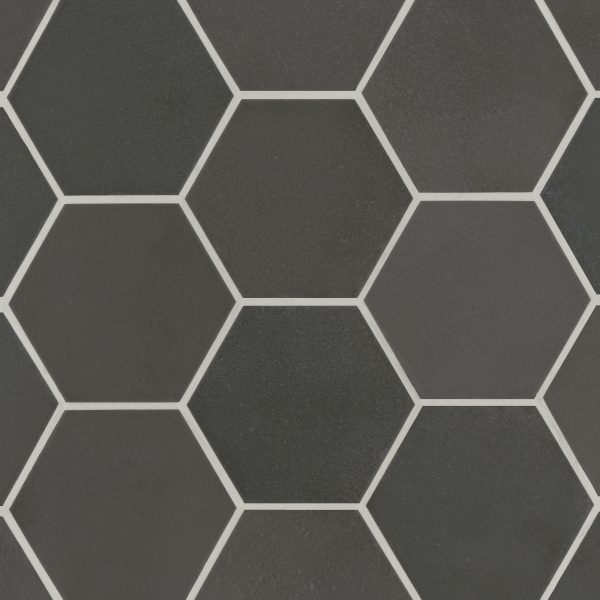 Celine 4  Hexagon Matte Porcelain Floor & Wall Tile in Black - 100003138