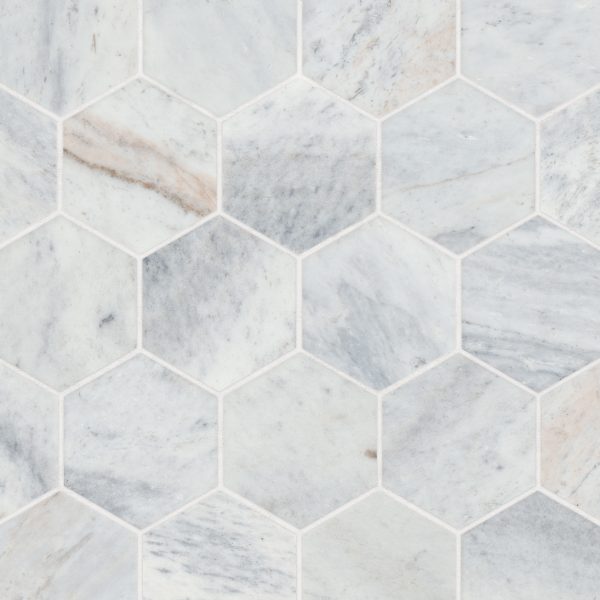 Glorious Blue 3  Honed Hexagon Marble Mosaic - 100003194