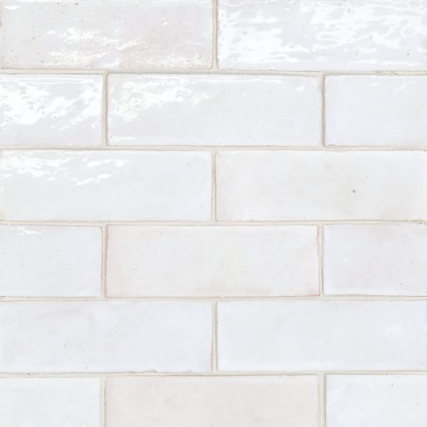 Zagora 2  x 6  Glossy Zellige Field Tile in Neige Blanc - 100003200