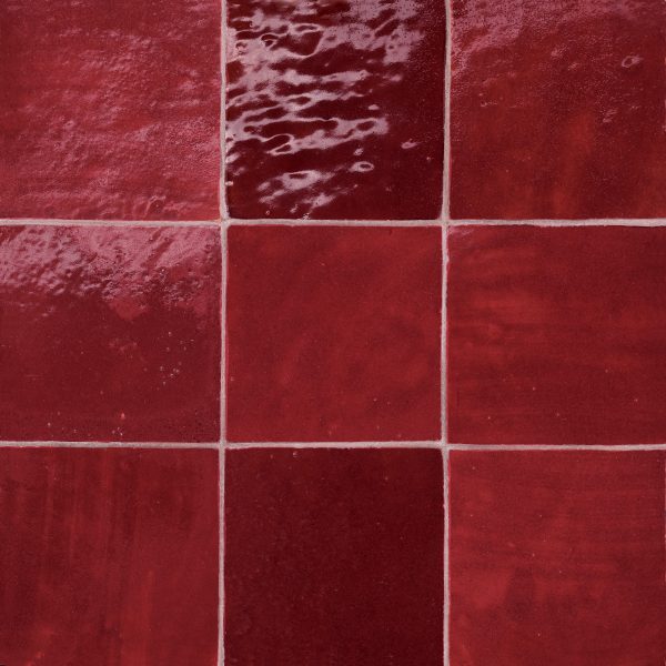 Zagora 4  x 4  Glossy Zellige Field Tile in Rouge - 100003223