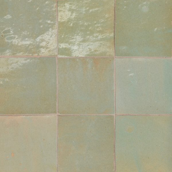 Zagora 4  x 4  Glossy Zellige Field Tile in Vert Gris - 100003225