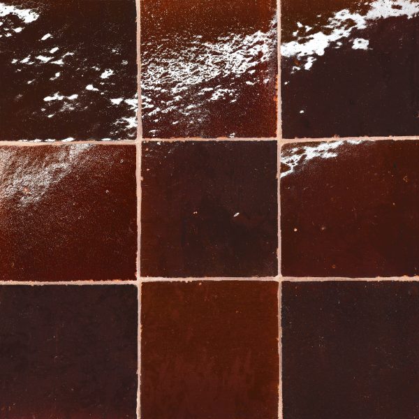 Zagora 4  x 4  Glossy Zellige Field Tile in Maroon - 100003231