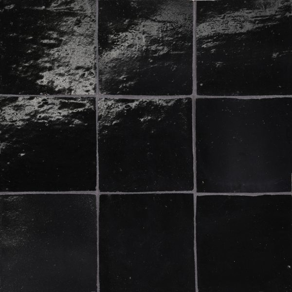 Zagora 4  x 4  Glossy Zellige Field Tile in Nero - 100003232