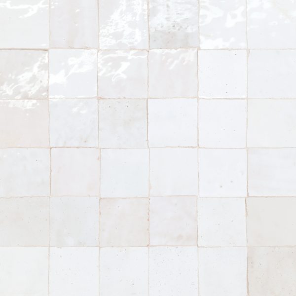 Zagora 2  x 2  Glossy Zellige Mosaic Tile in Neige Blanc - 100003238